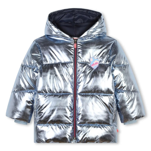 Billieblush girl's silver puffer jacket - u20424.