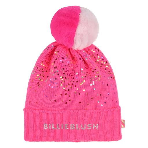 Billieblush pink sequin bobble hat - u20605.