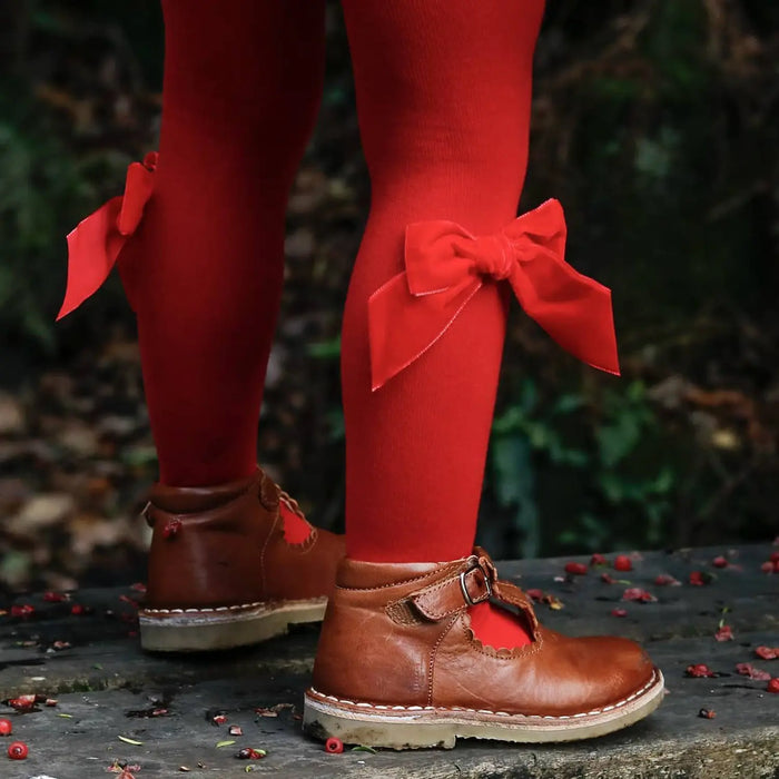 Condor Velvet Bow Tights - Red