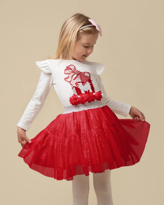 Caramelo Tulle Skirt Set - Red