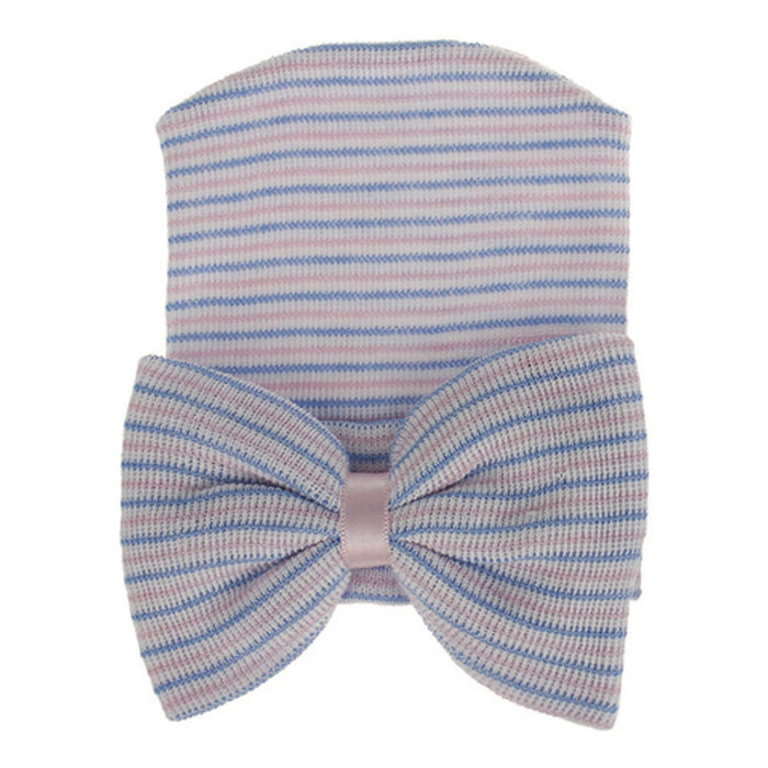 Newborn Baby's Striped Bow Hat