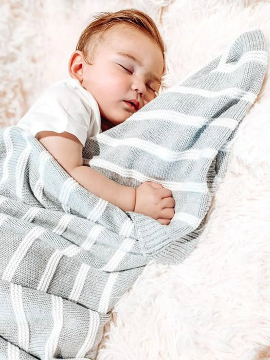 Ziggle Baby Blanket Grey & White Stripes