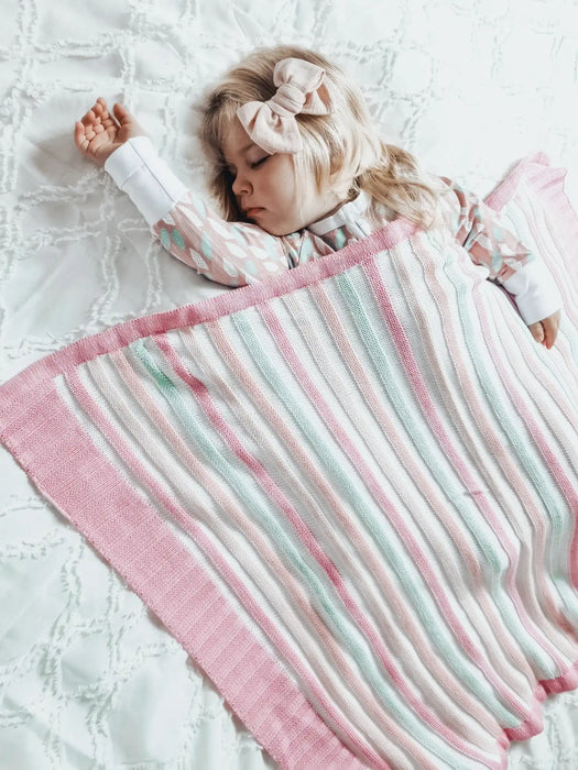 Ziggle Baby Blanket Pink & Green Stripes