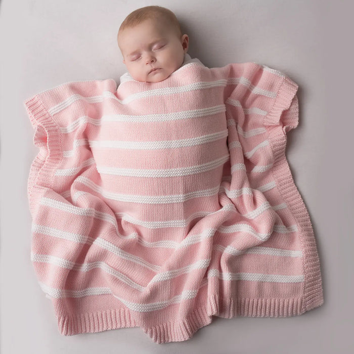 Ziggle Baby Blanket Pink & White Stripes