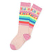 Reverse side of the Billieblush pink striped knee socks.