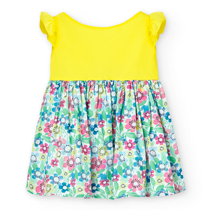 Boboli girl's yellow combined dress - 706092.