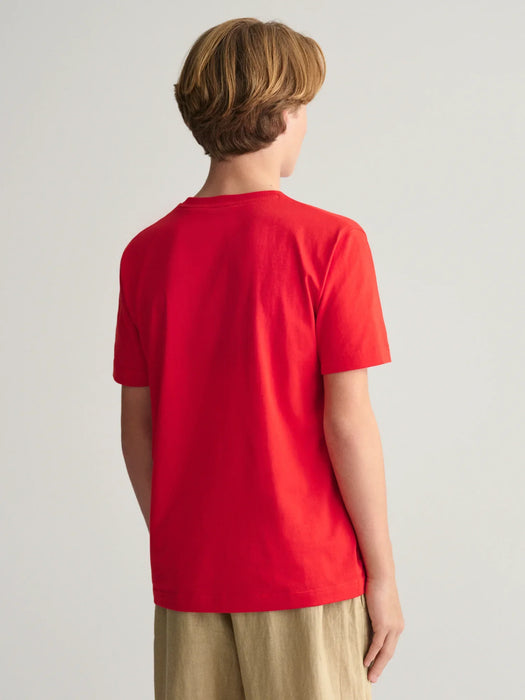Back of the GANT red archive shield t-shirt.