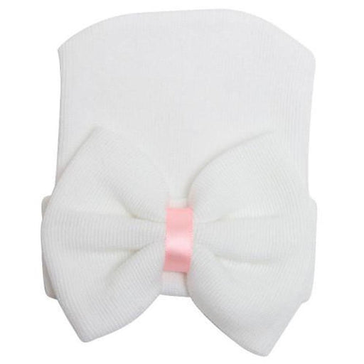 Newborn Baby's Bow Hat - White