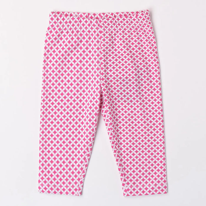 Girl's pink and white printed leggings.