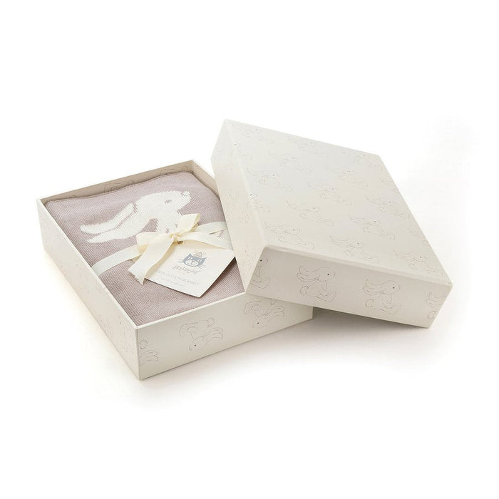 Jellycat Bashful Bunny Beige Blanket in a cardboard gift box