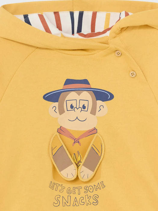 Closer look at the Mayoral monkey hoodie.