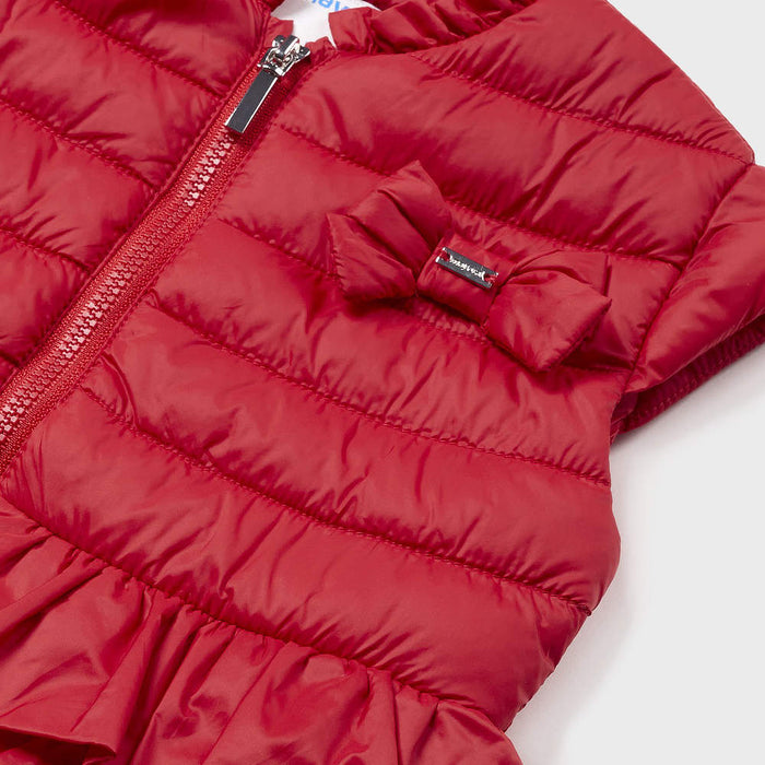 Closer look at the Mayoral red padded gilet.