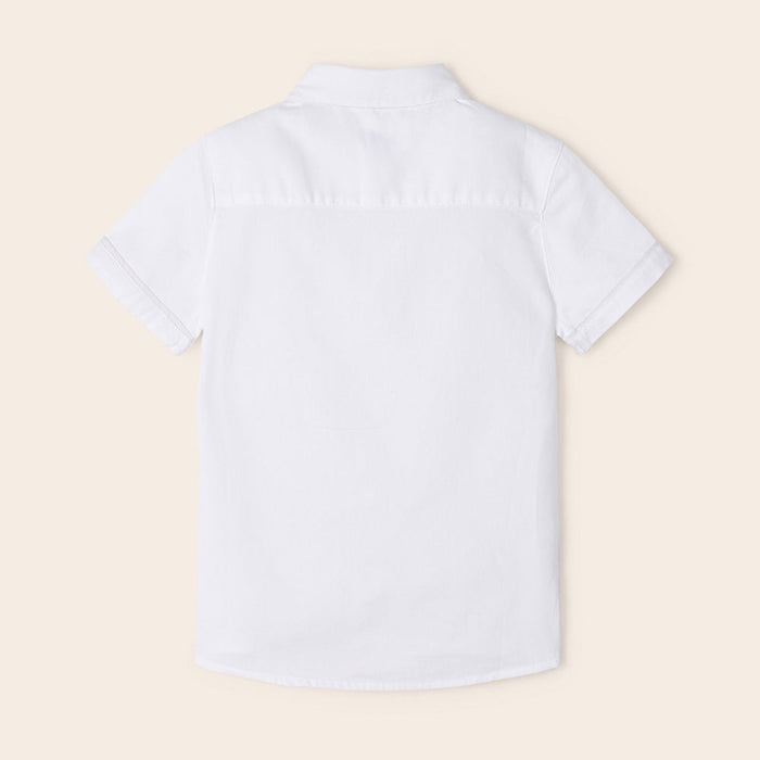 Reverse view of the Mayoral white short sleeve shirt.