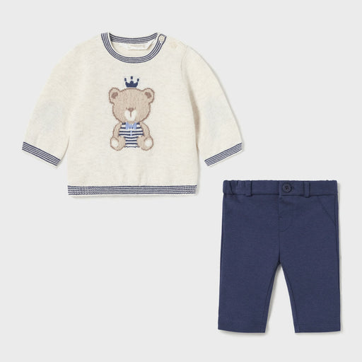 Mayoral white teddy bear jumper & trousers - 02305.