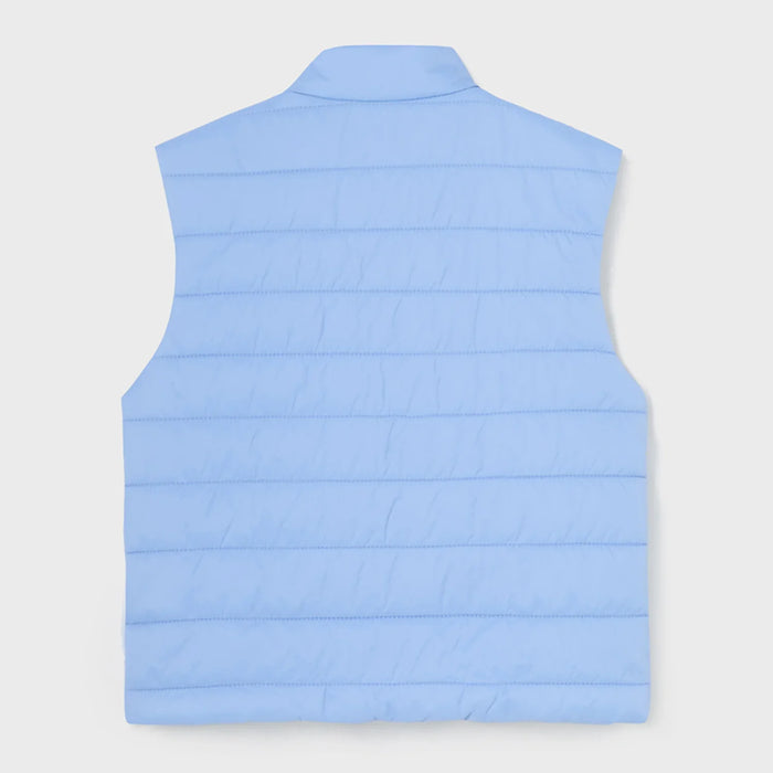 Back of the Mayoral blue ultralight gilet.