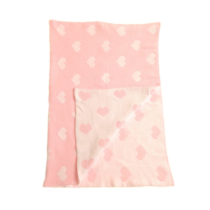 Ziggle Baby Blanket Pink and White Hearts