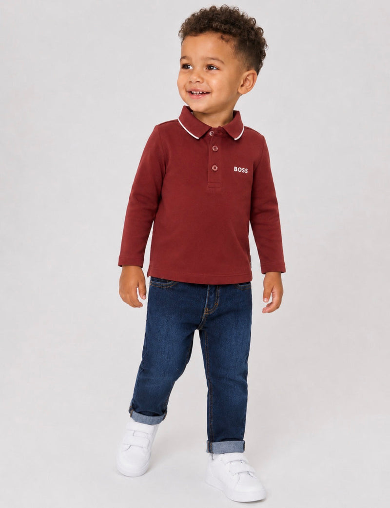 BOSS L/S Polo Shirt - Crimson