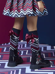 Rear view of the A Dee navy alessandra knee socks.