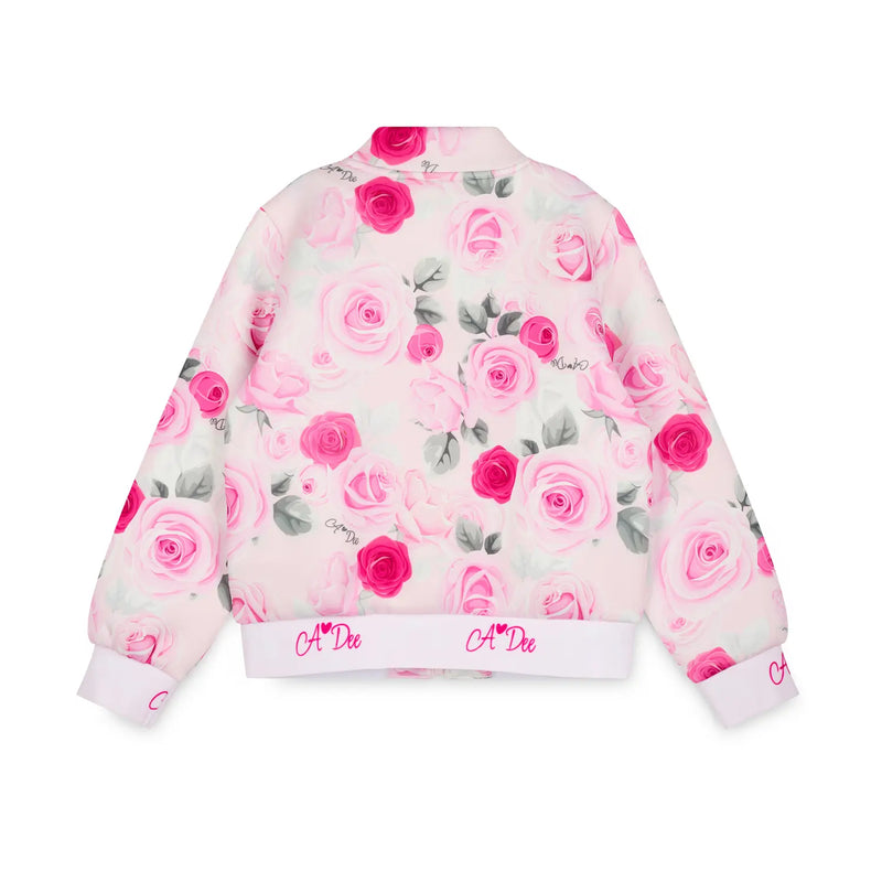Back of the A Dee pink alice bomber jacket.
