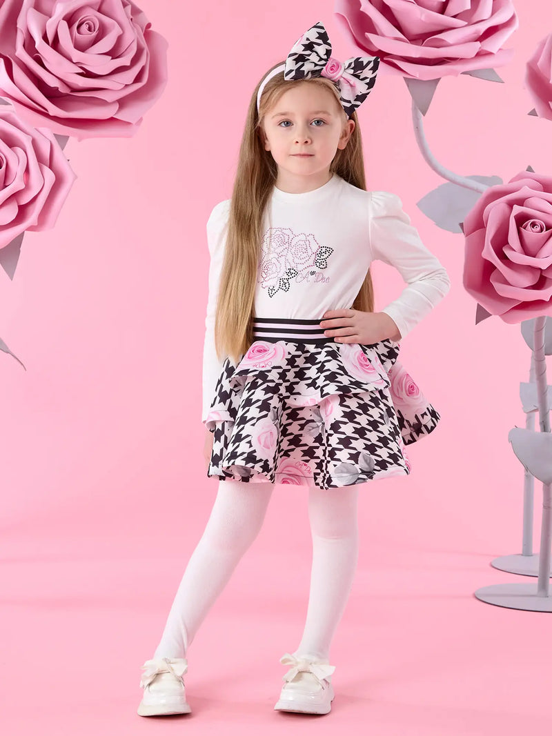 Girl in white anastasia skirt set by A Dee.