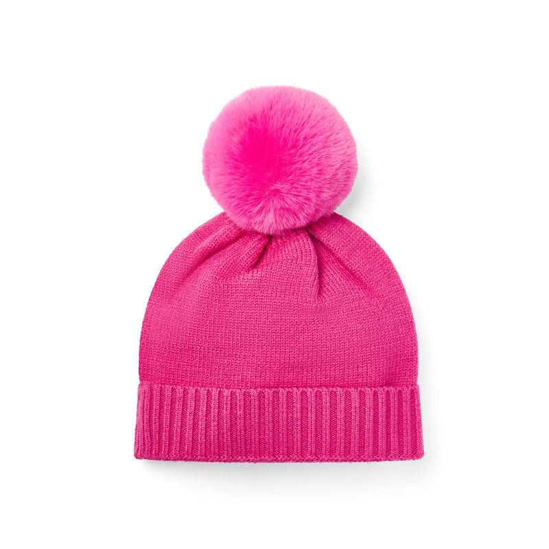 Back of the A Dee pink april bobble hat.
