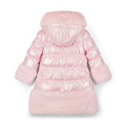Back of the A Dee pink aurora puffer jacket.
