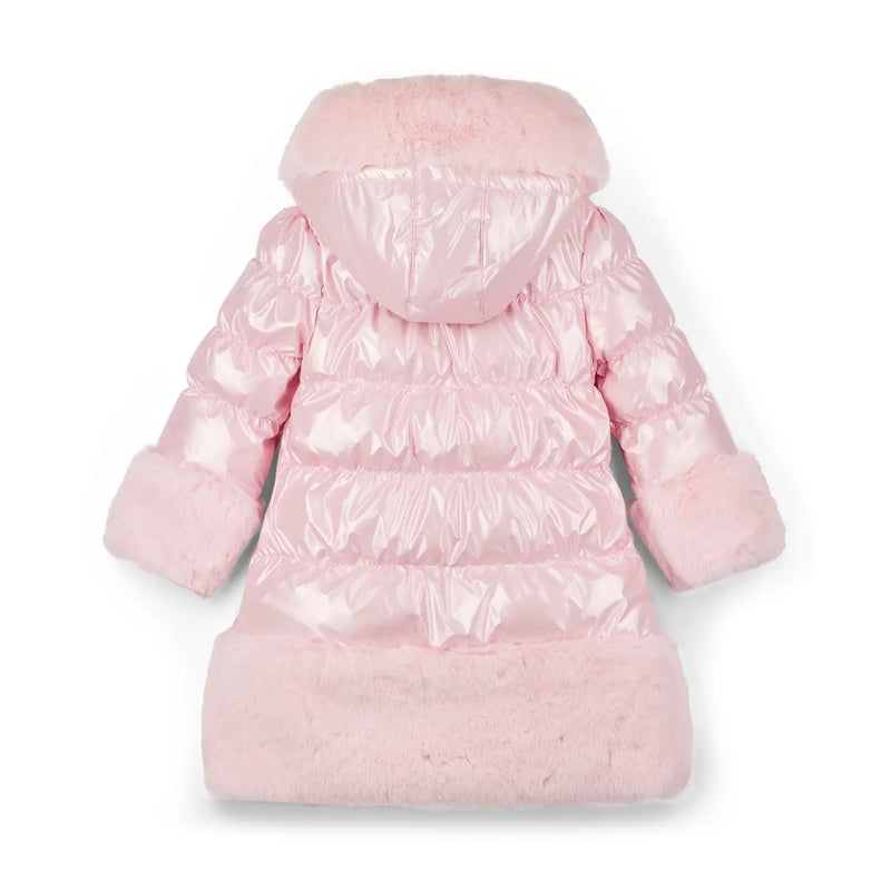 Back of the A Dee pink aurora puffer jacket.