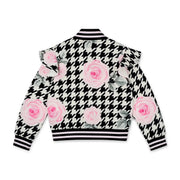 Back of the A Dee black autumn bomber jacket.