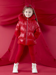 Girl wearing the A Dee avery puffer jacket.