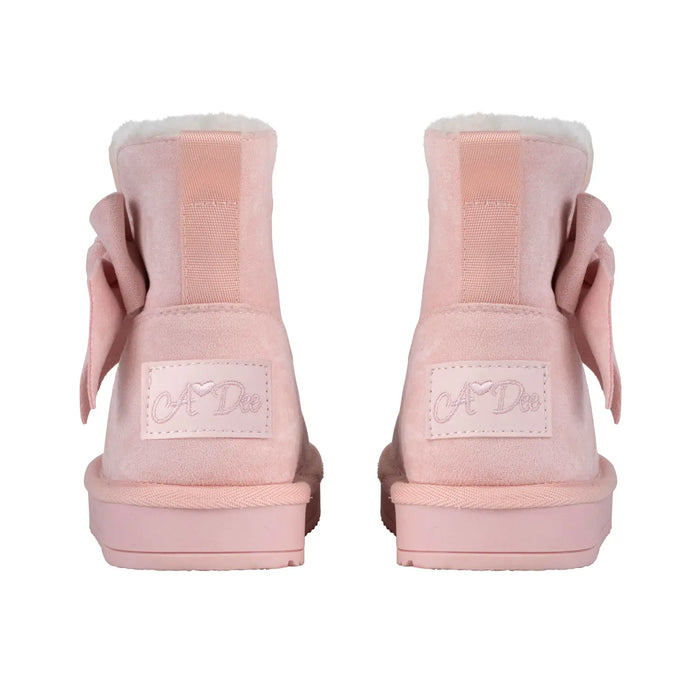 Back of the A Dee pink bowtiful ugg boots.