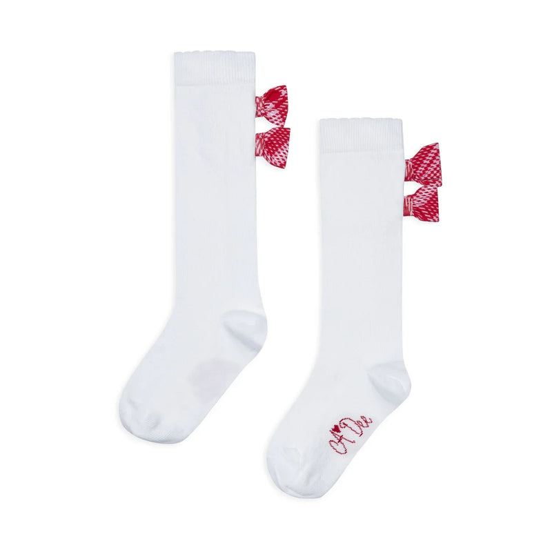 Back of the A Dee white landon knee socks.