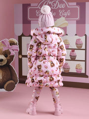 A Dee pink jacket with all over teddy bear print.