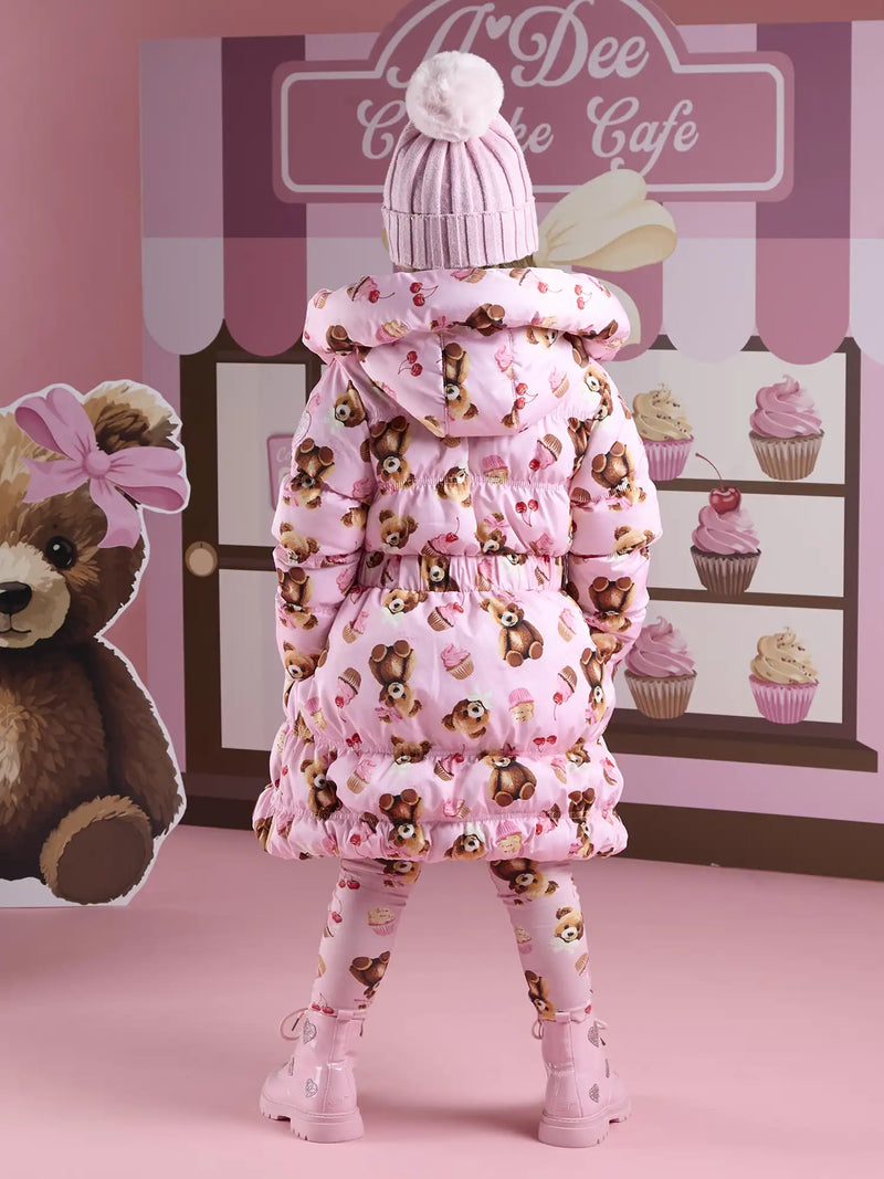 A Dee pink jacket with all over teddy bear print.