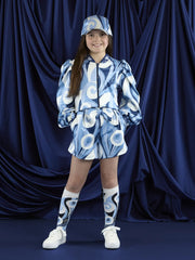 Girl wearing the A Dee lizzy bomber jacket.