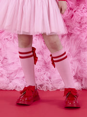 Girl modelling the A Dee lucy knee socks.