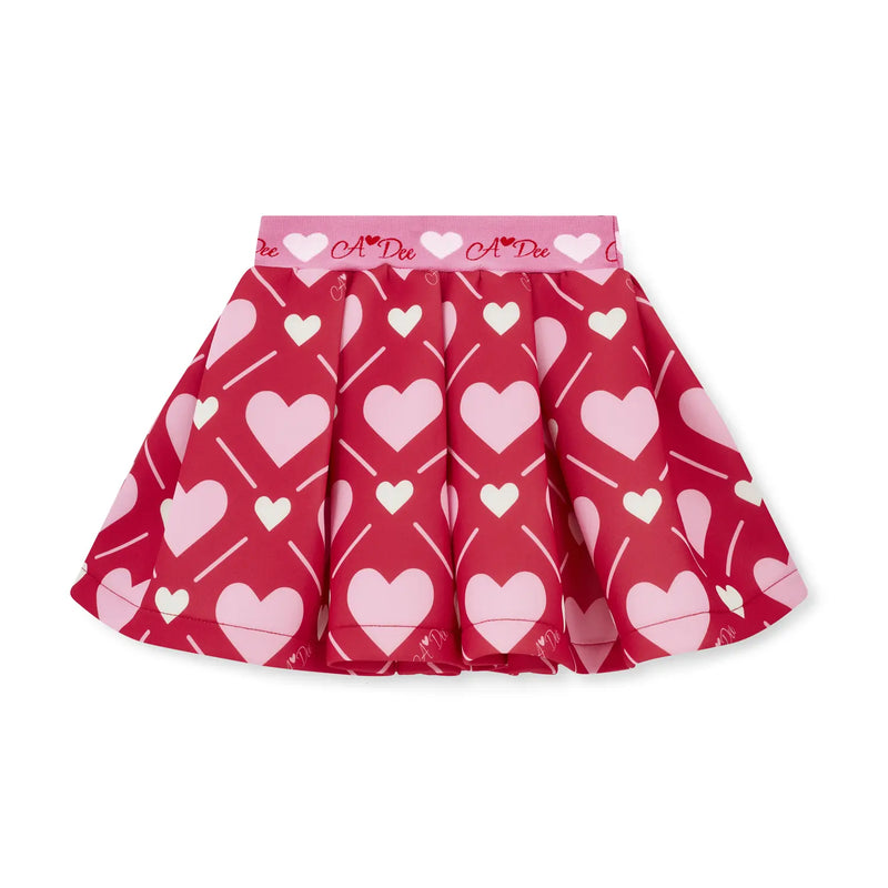 A Dee girl's heart print skirt.