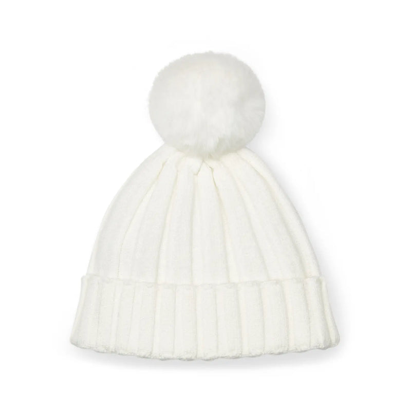 Rear view of the A Dee mallory bobble hat.