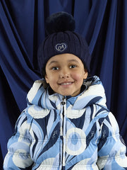 Smiling Girl modelling the A Dee mallory bobble hat.