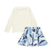 Rear view of the A Dee nellie skirt set.