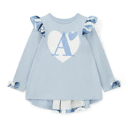 Girl's powder blue top.