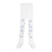 A Dee girl's white tights with blue diamante design.