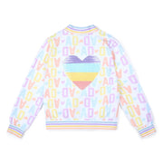 Rear view of the A Dee sassy bomber jacket.