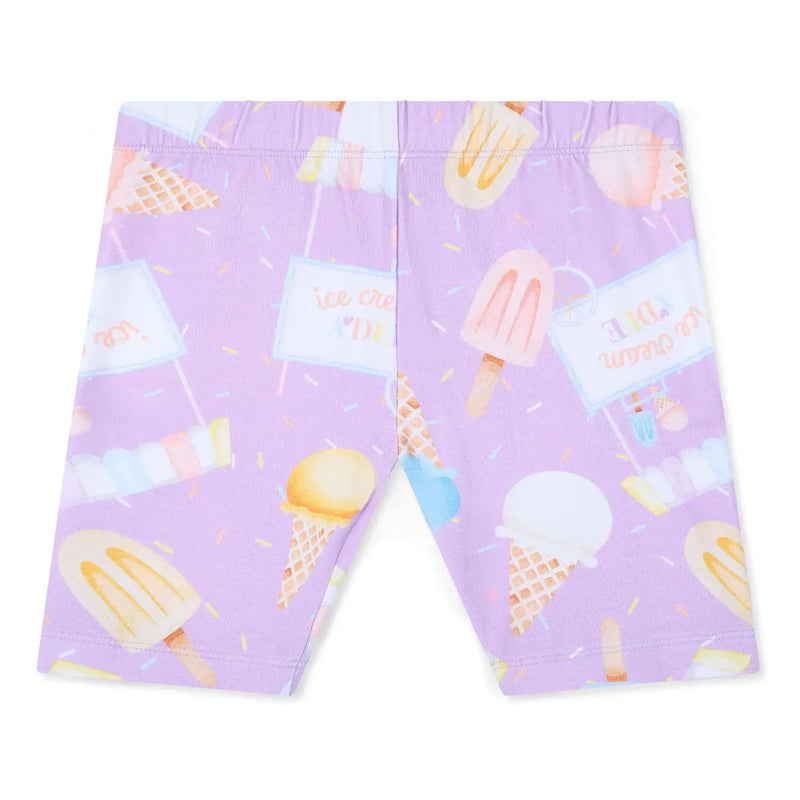 A Dee lilac shorts with all over ice cream print. 