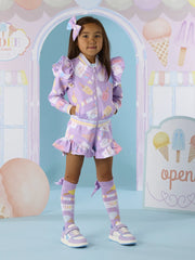 Girl wearing the A Dee stephanie bomber jacket.