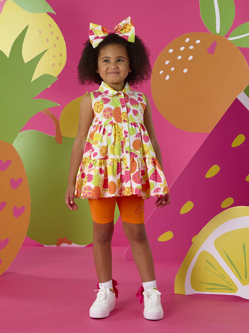 Girl modelling the A Dee tessy shorts set.