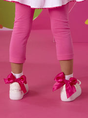 Girl modelling the A Dee tiara socks.