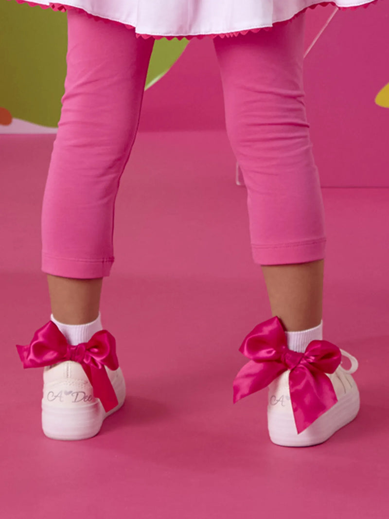 Girl modelling the A Dee tiara socks.