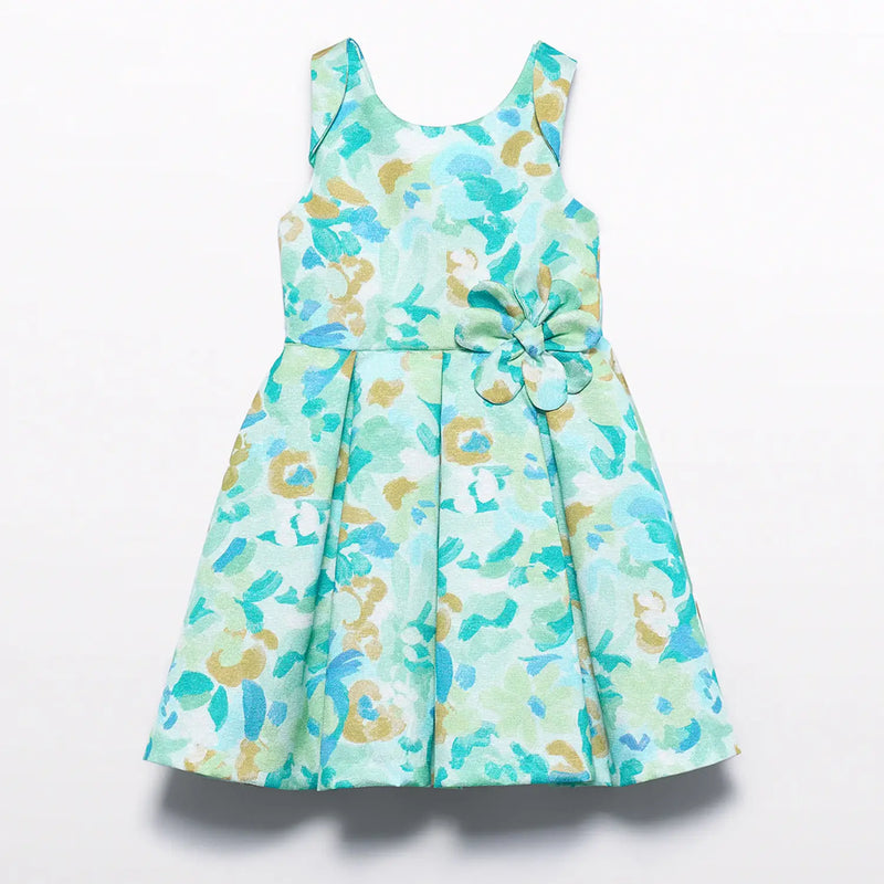 Abel and Lula girl's jade floral dress - 05037.