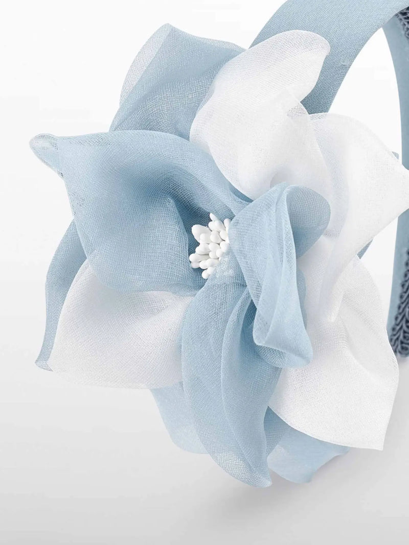 Closer view of the Abel and Lula flower headband.