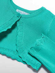 Closer view of the Abel and Lula knitted bolero cardigan.